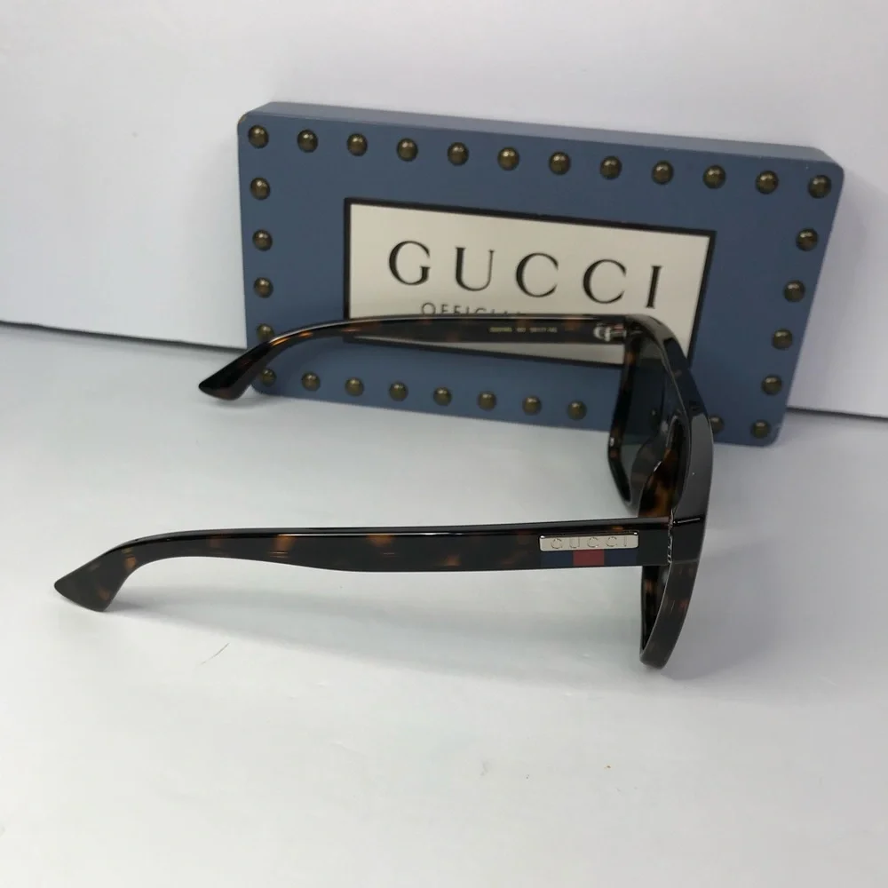 New Authentic GUCCI GG0748S 003 Tortoise Green Sunglasses